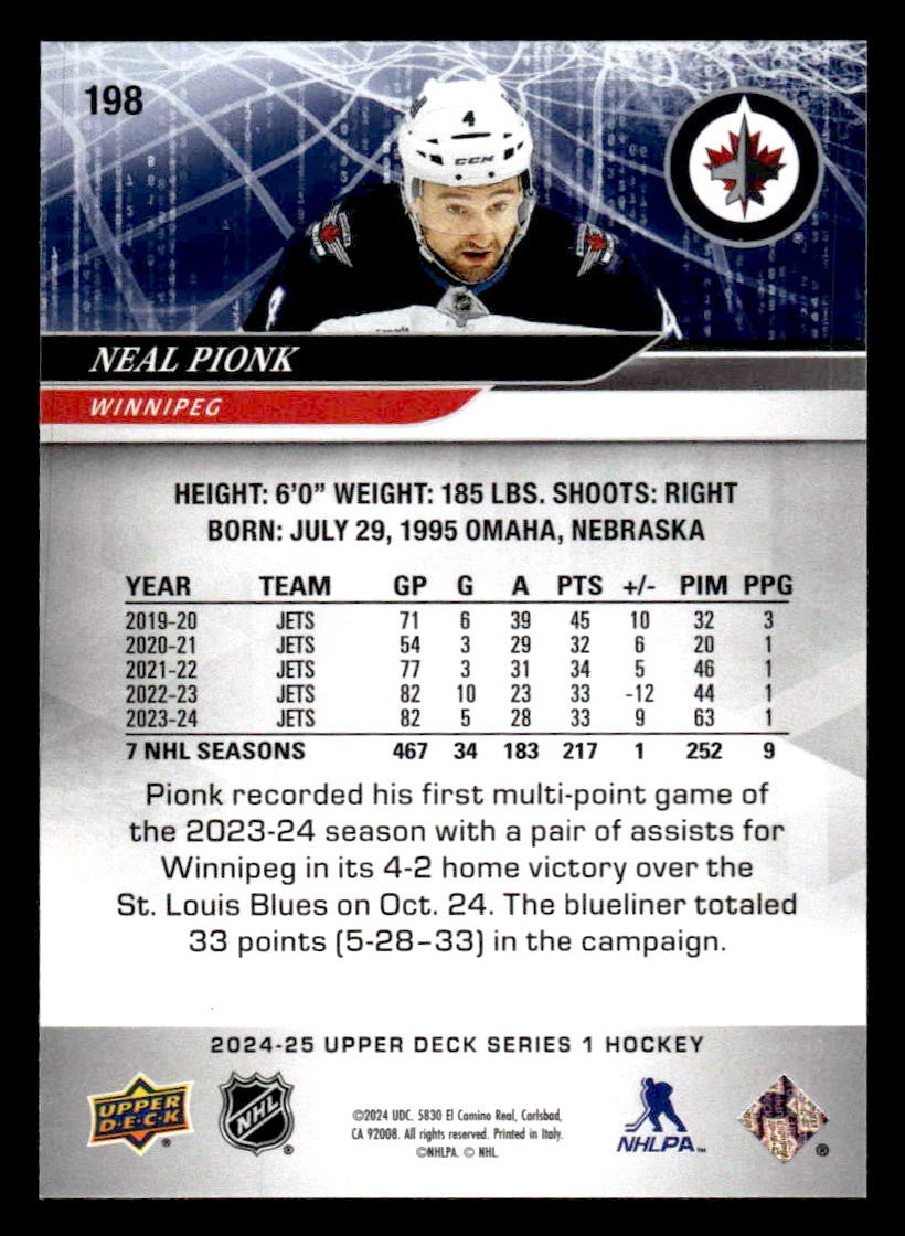 2024-25 Upper Deck #198 Neal Pionk