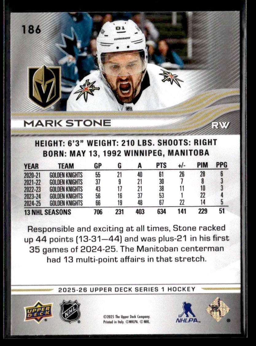2025-26 Upper Deck #186 Mark Stone
