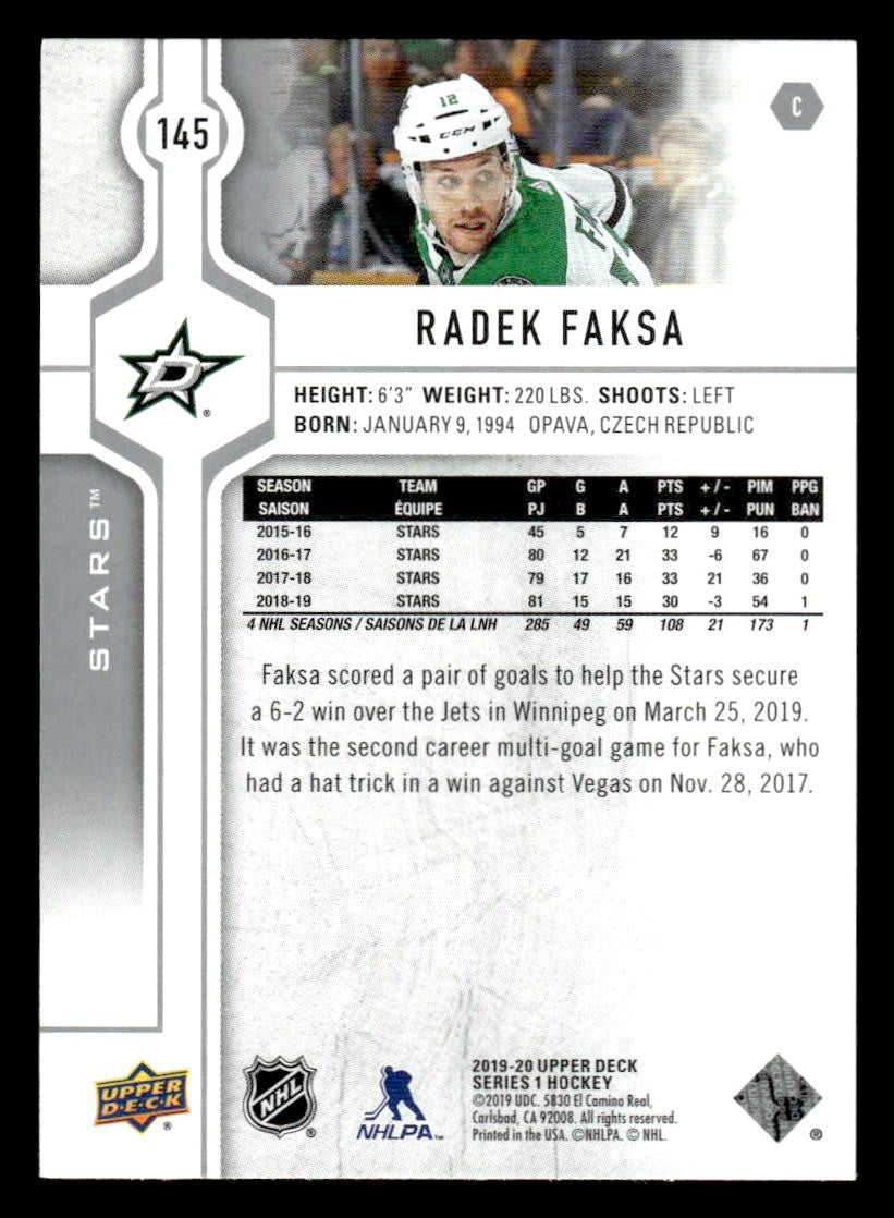2019-20 Upper Deck #145 Radek Faksa