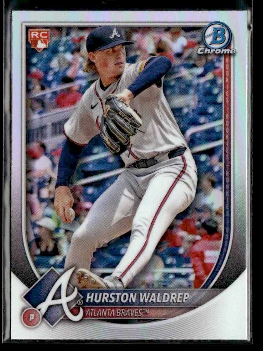 2025 Bowman #61 Hurston Waldrep Bowman Chrome Red Rookie Logo