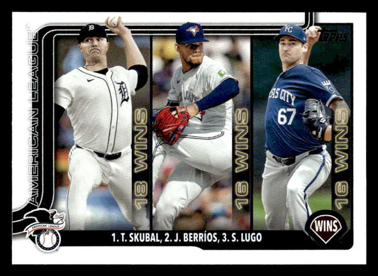 2025 Topps #151 Amer Lgue Lead Wins (Tarik Skubal / José Berríos / Seth Lugo)