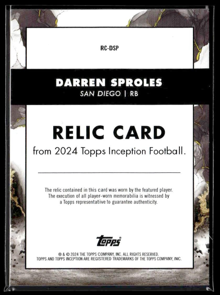 2024 Topps Inception #RC-DSP Darren Sproles Relics #/150