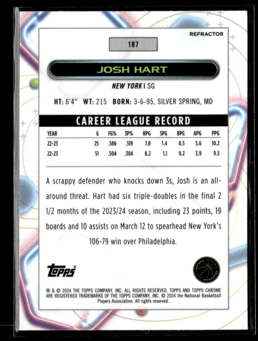 2023-24 Topps Chrome Cosmic #187 Josh Hart Refractors