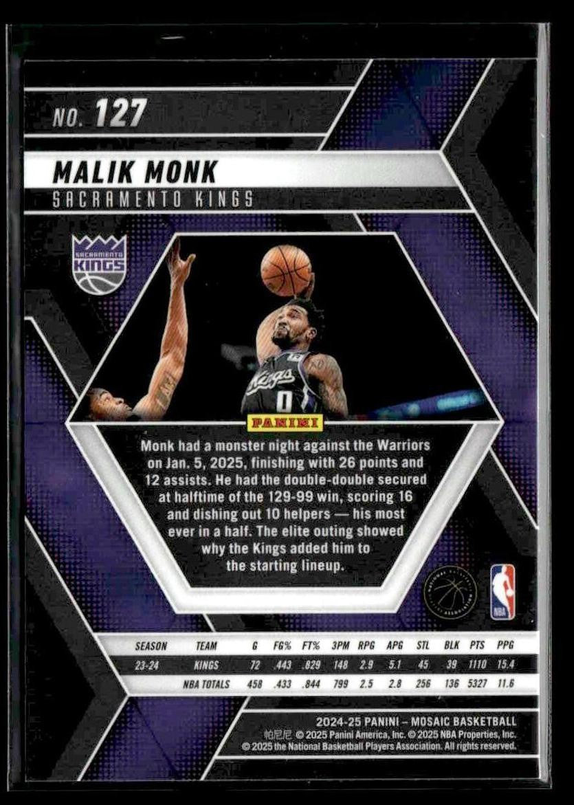 2024-25 Panini Mosaic #127 Malik Monk