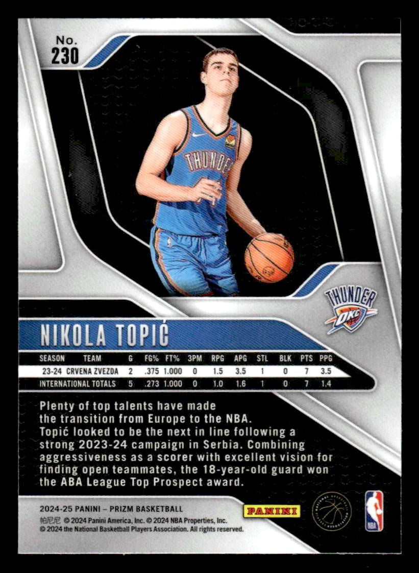 2024-25 Panini Prizm #230 Nikola Topic