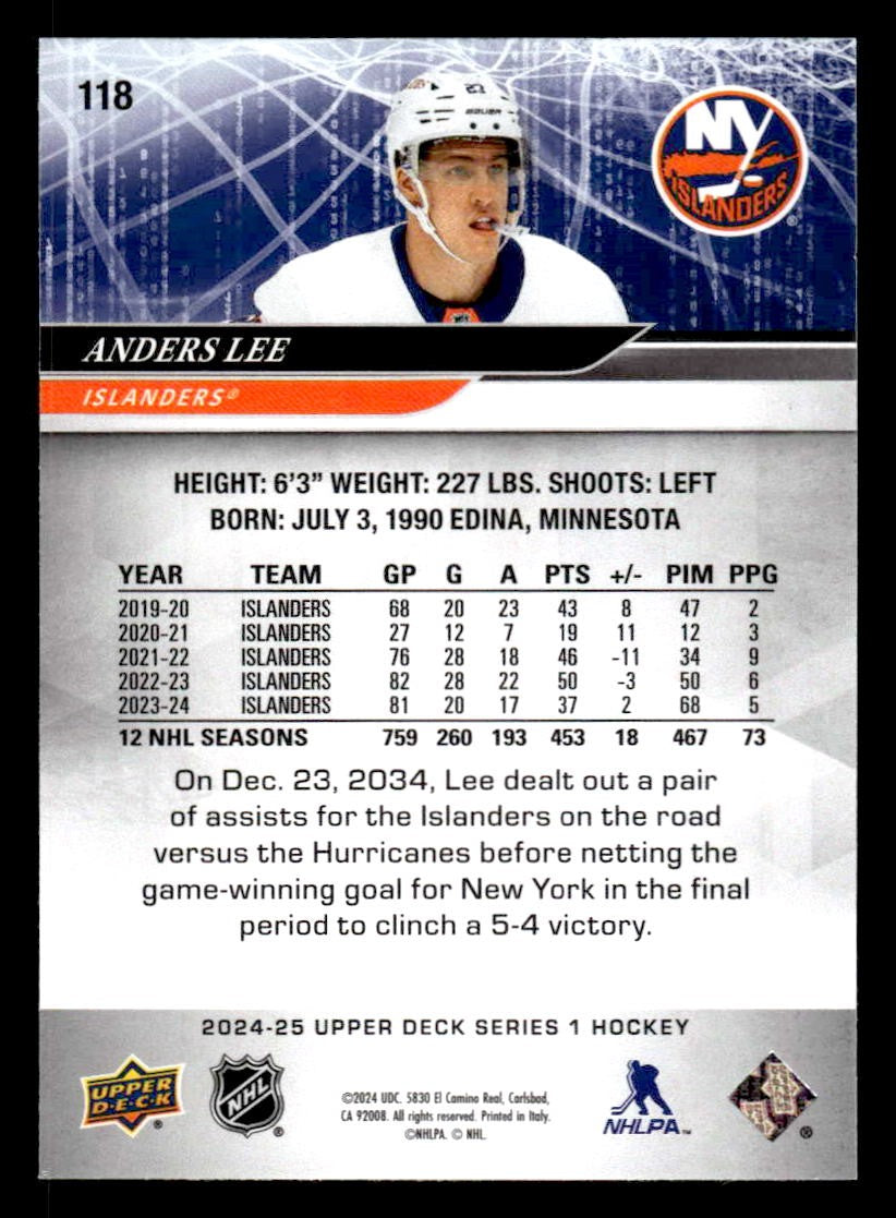 2024-25 Upper Deck #118 Anders Lee