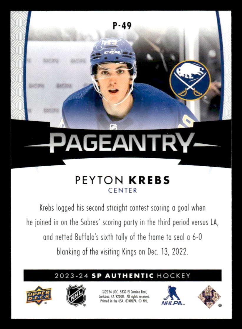 2023-24 SP Authentic #P-49 Peyton Krebs Pageantry