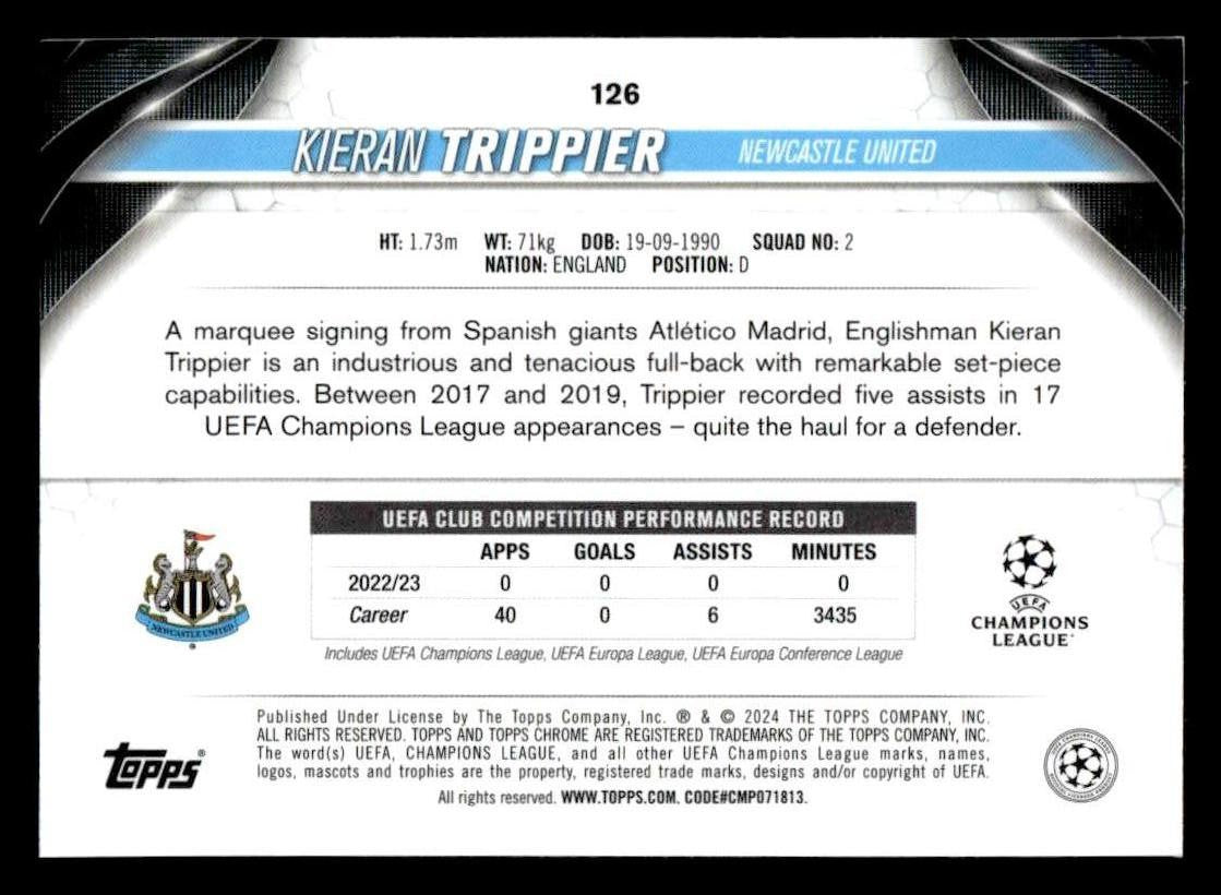 2023-24 Topps Chrome UEFA Club Competitions #126 Kieran Trippier