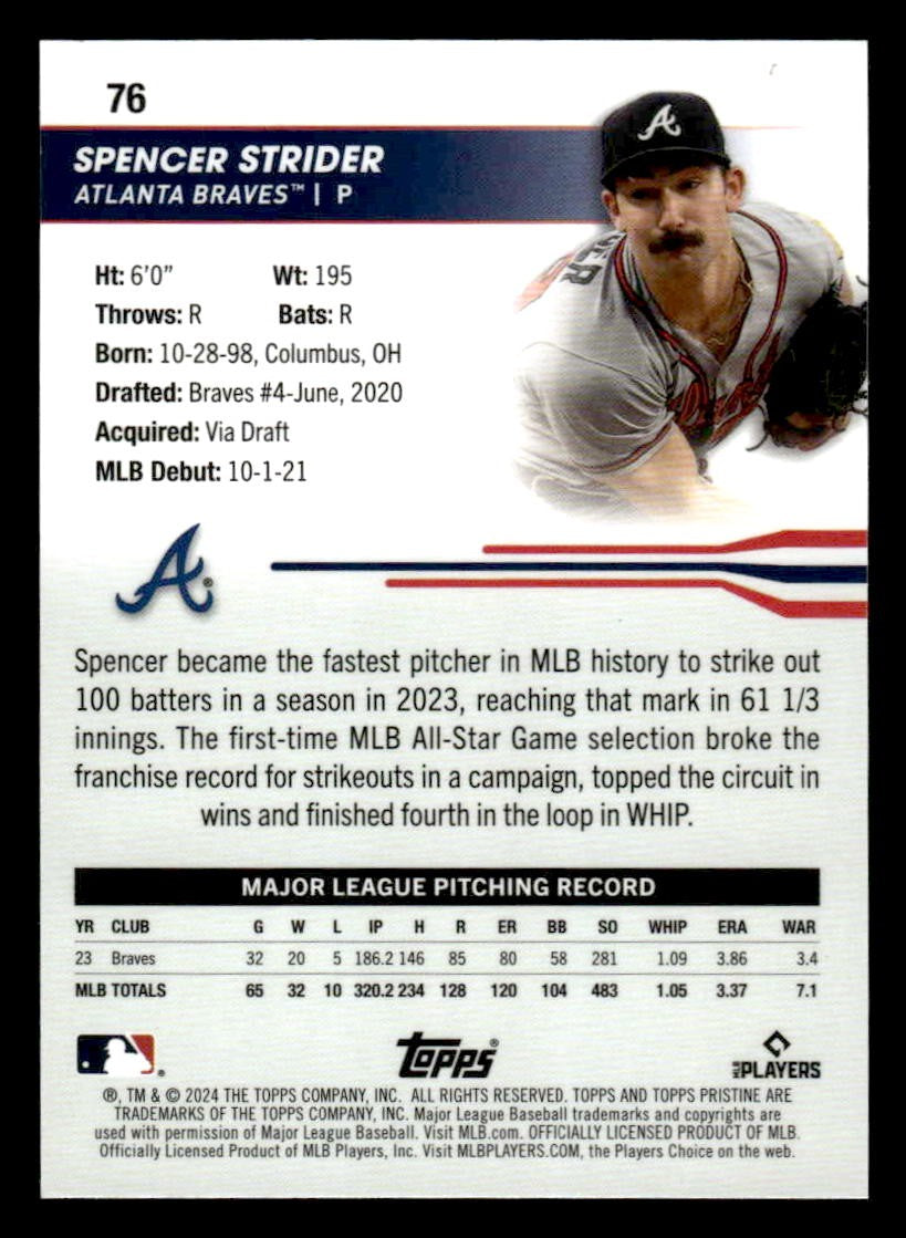 2024 Topps Pristine #76 Spencer Strider