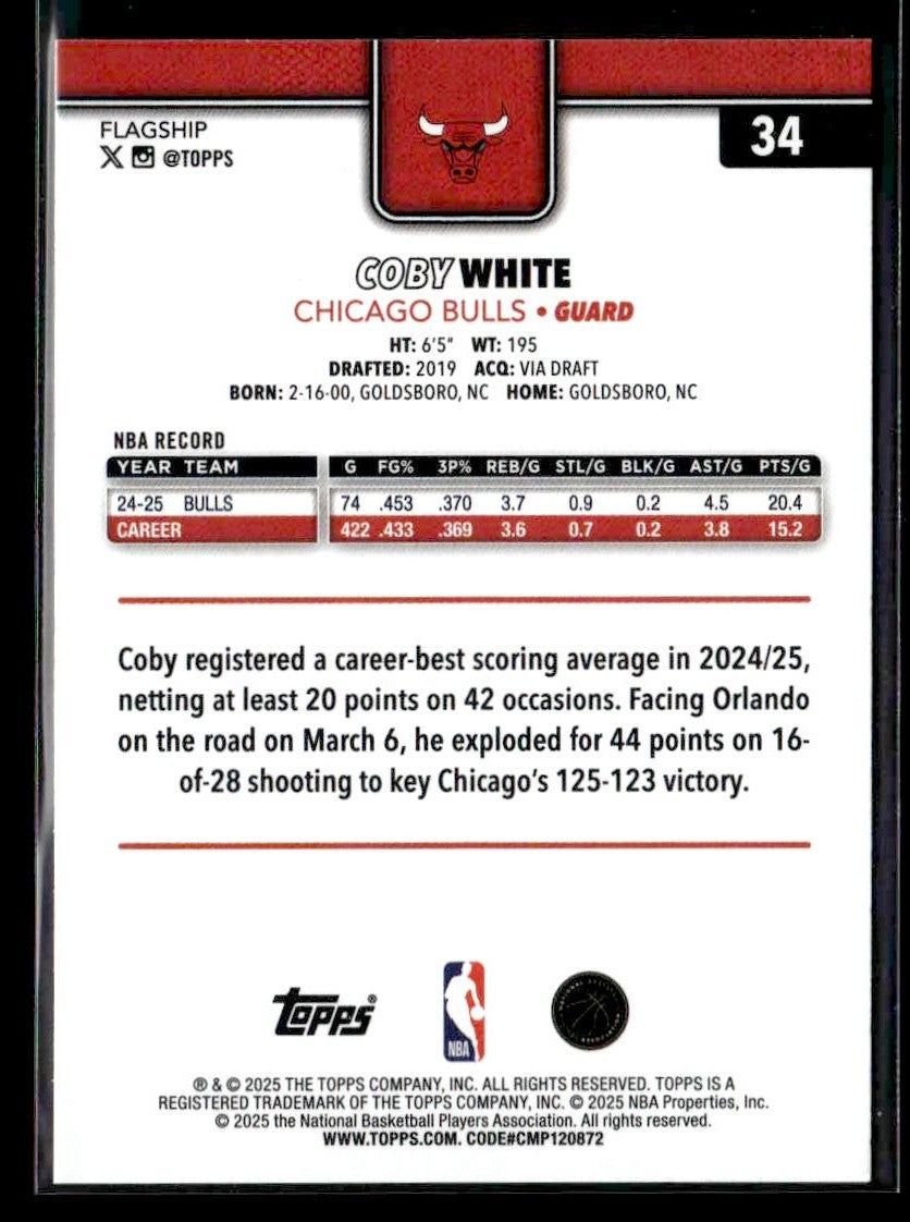 2025-26 Topps #34 Coby White