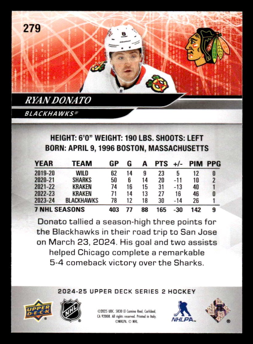 2024-25 Upper Deck #279 Ryan Donato