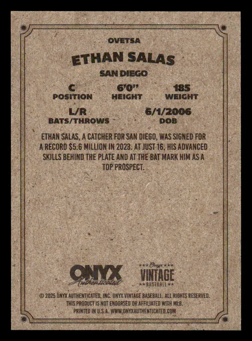2025 Onyx Vintage #OVETSA Ethan Salas