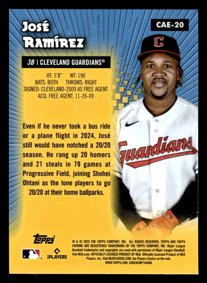 2025 Topps Chrome #CAE-20 Jose Ramirez Chrome All-Etch