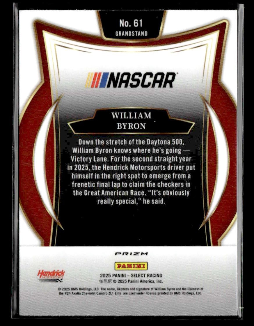 2025 Panini Select #61 William Byron Tri-Color Prizms