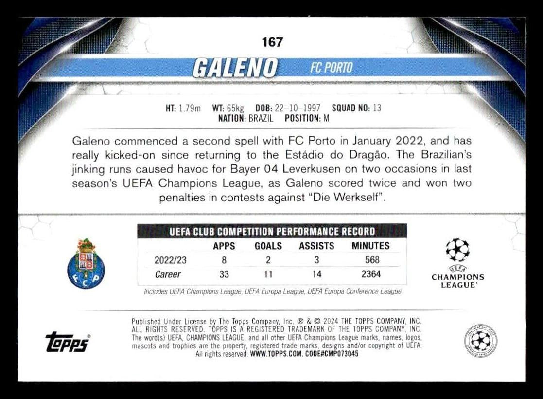 2023-24 Topps Jade Edition UEFA Club Competitions #167 Galeno
