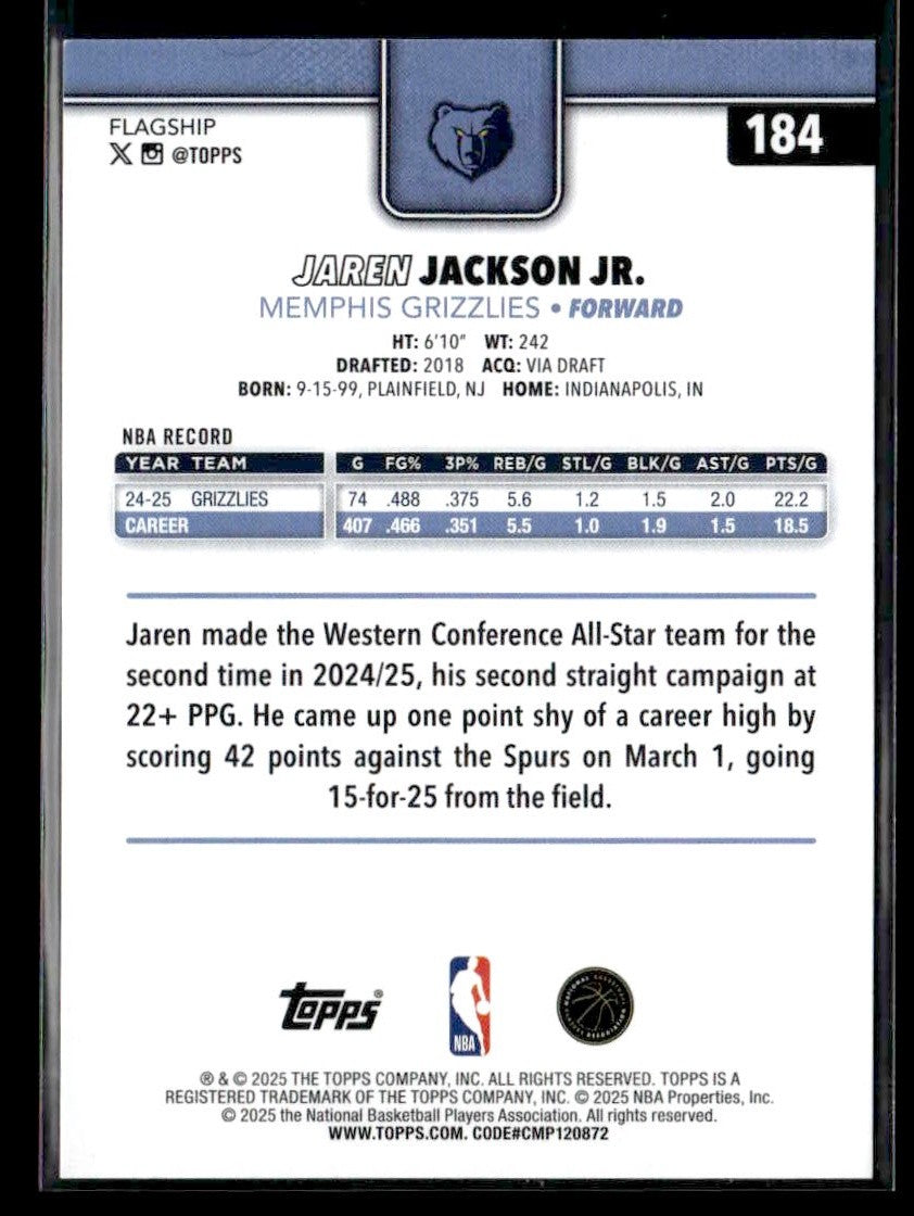 2025-26 Topps #184 Jaren Jackson Jr.