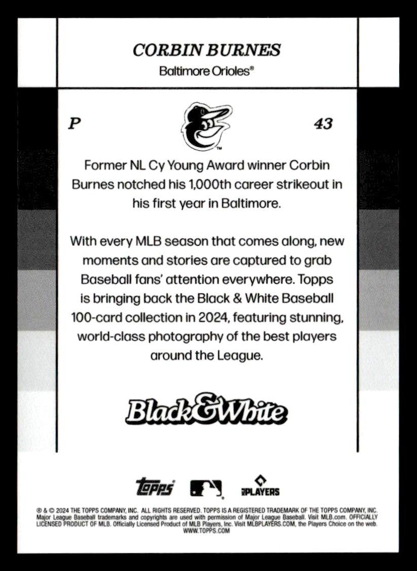 2024 Topps Black & White #43 Corbin Burnes