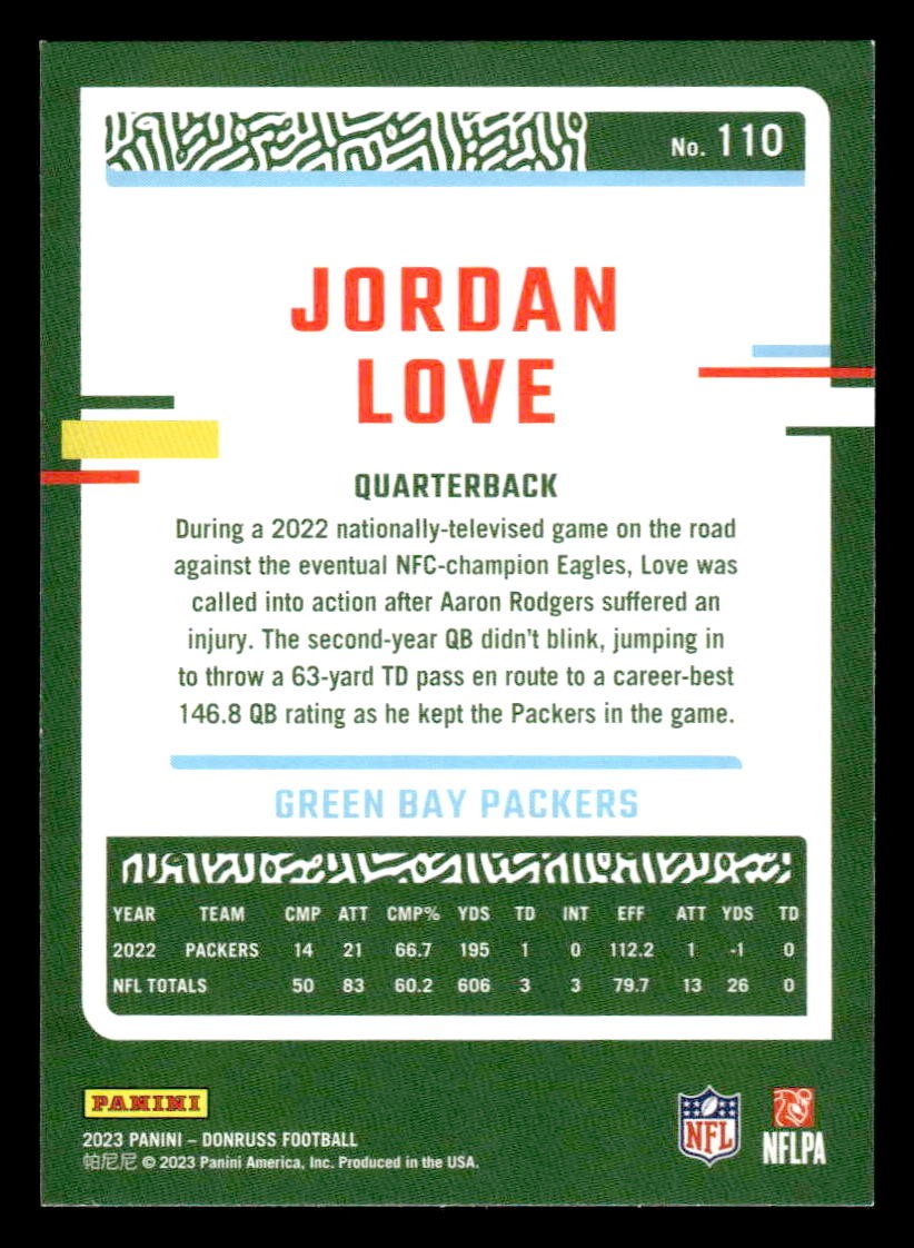 2023 Donruss #110 Jordan Love