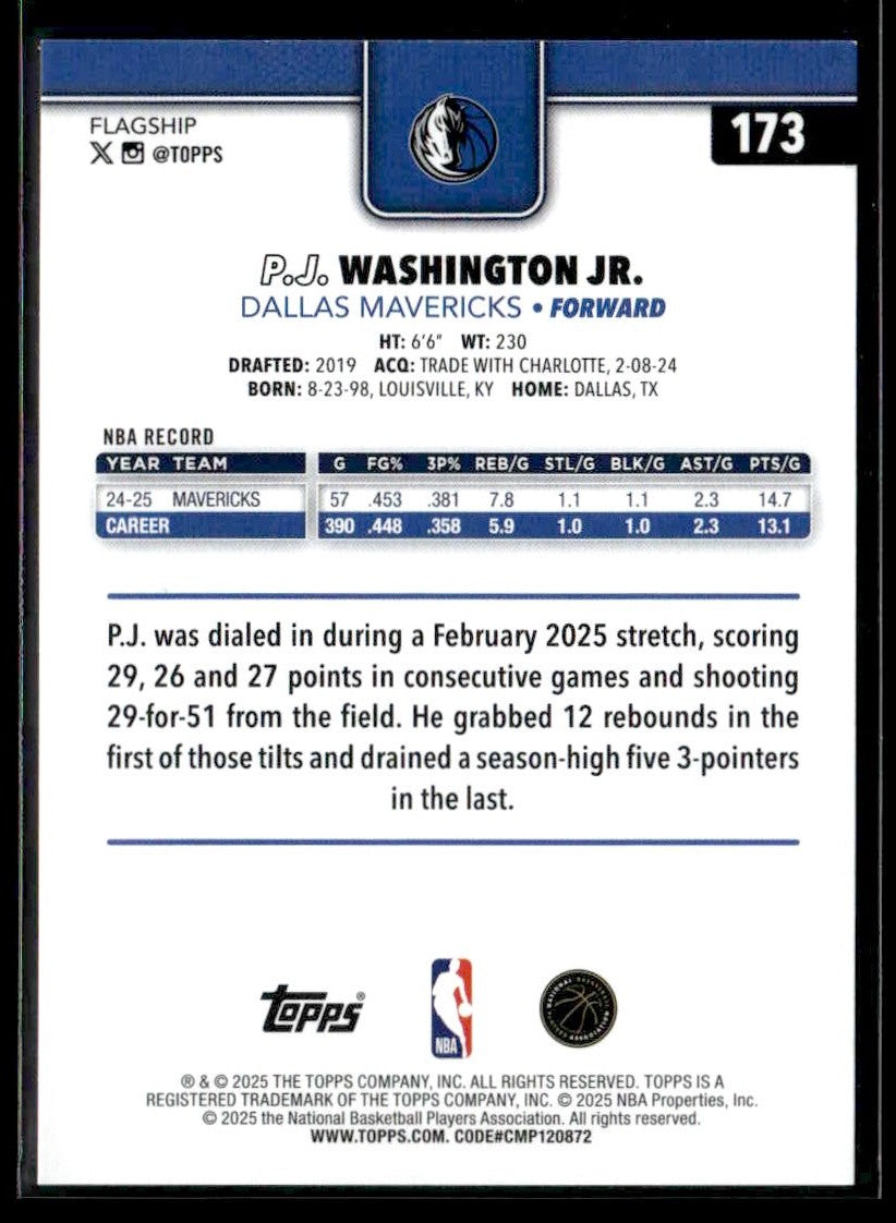 2025-26 Topps #173 P.J. Washington Jr.