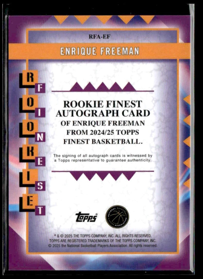 2024-25 Topps Finest #RFA-EF Enrique Freeman Rookie Finest Autographs