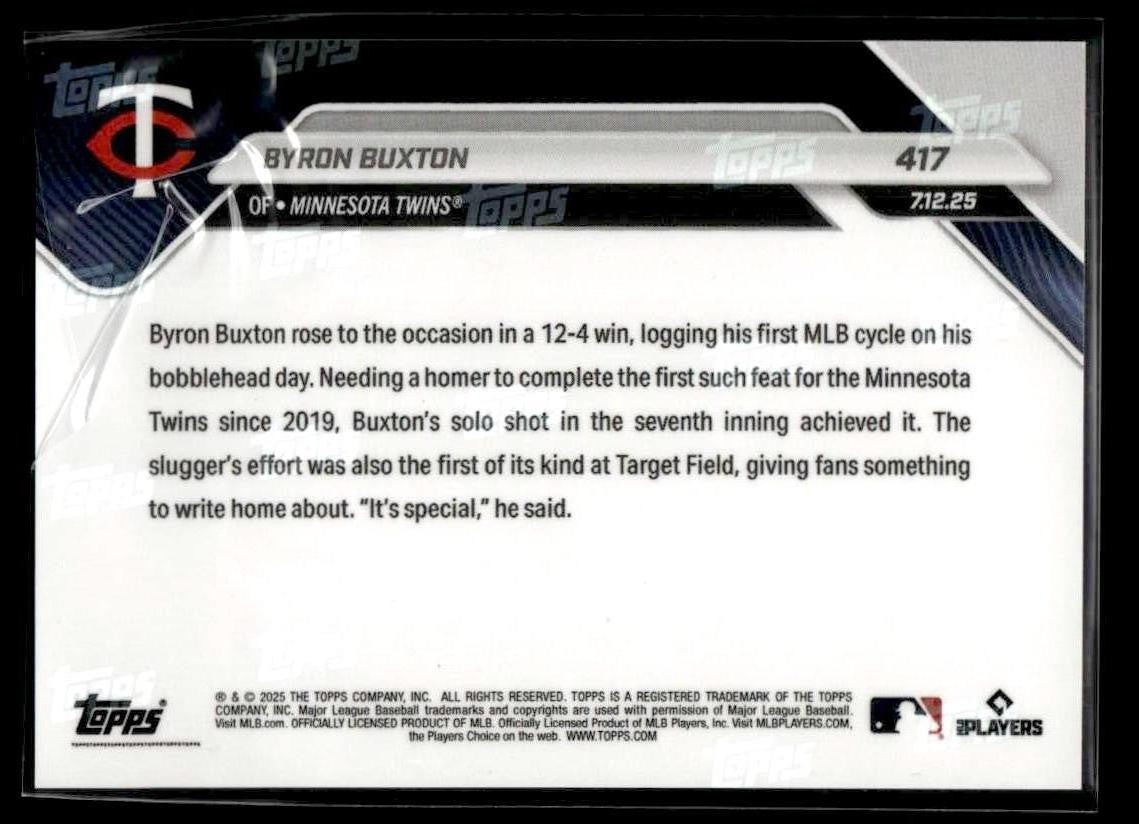 2025 Topps Now #417 Byron Buxton 1st MLB Cycle is 1st at Target Field