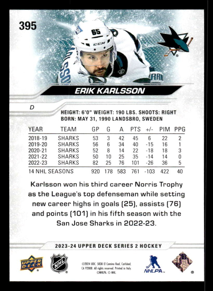 2023-24 Upper Deck #395 Erik Karlsson