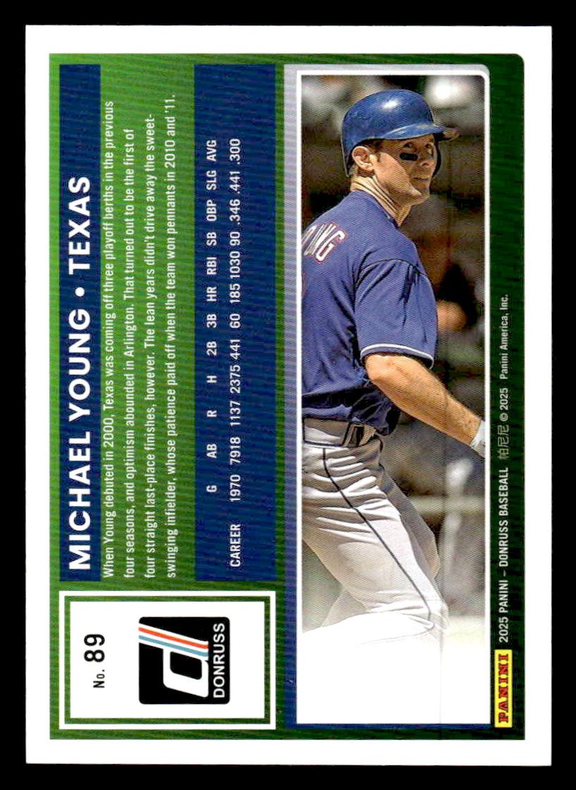 2025 Donruss #89 Michael Young Holo Purple - #56/99