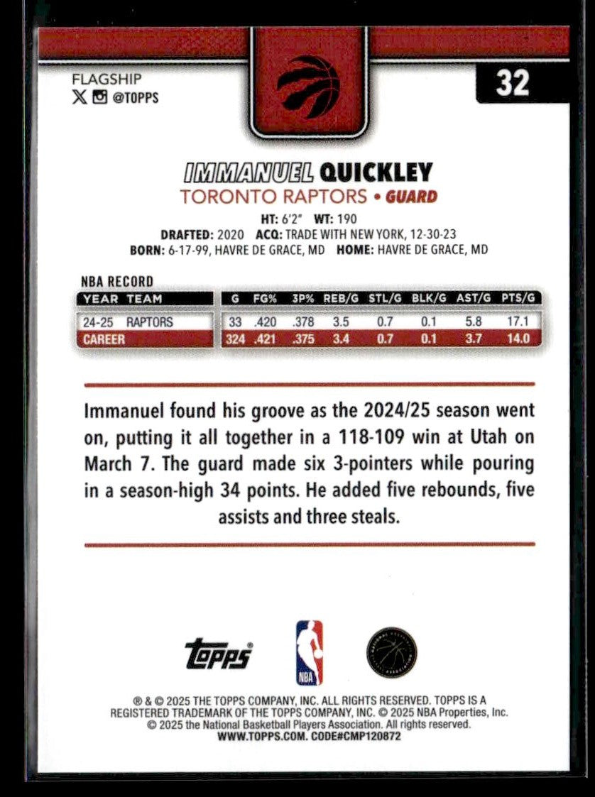 2025-26 Topps #32 Immanuel Quickley