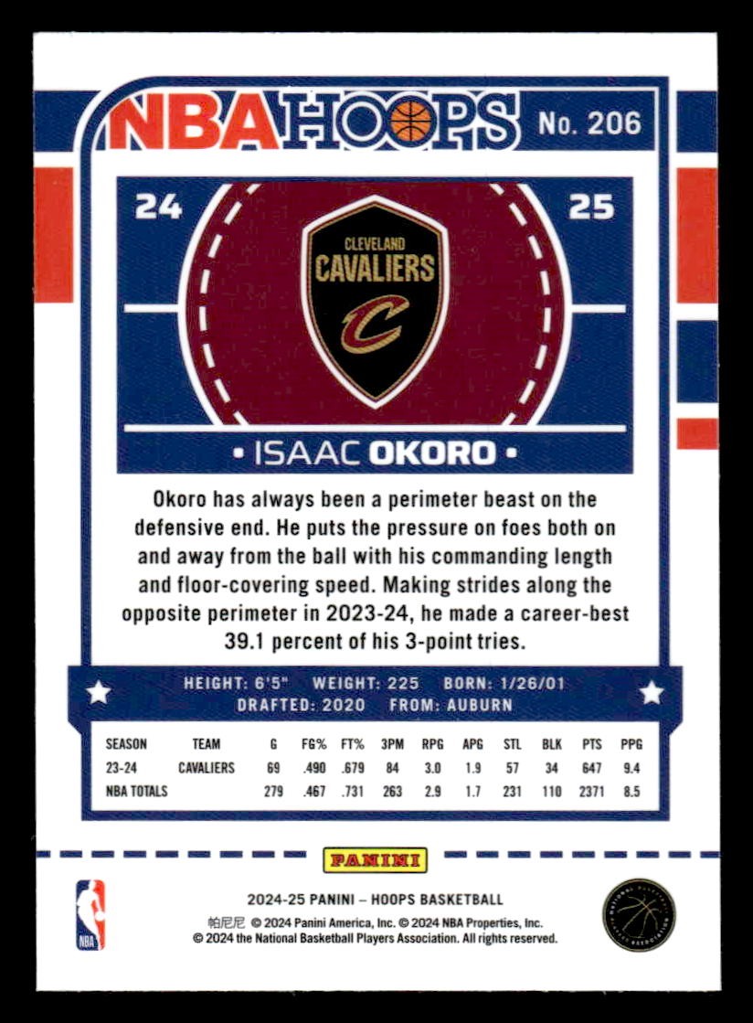 2024-25 Hoops #206 Isaac Okoro Premium