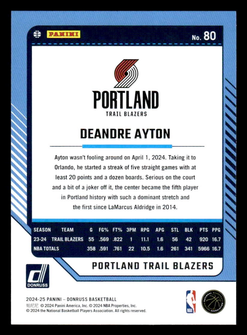2024-25 Donruss #80 Deandre Ayton