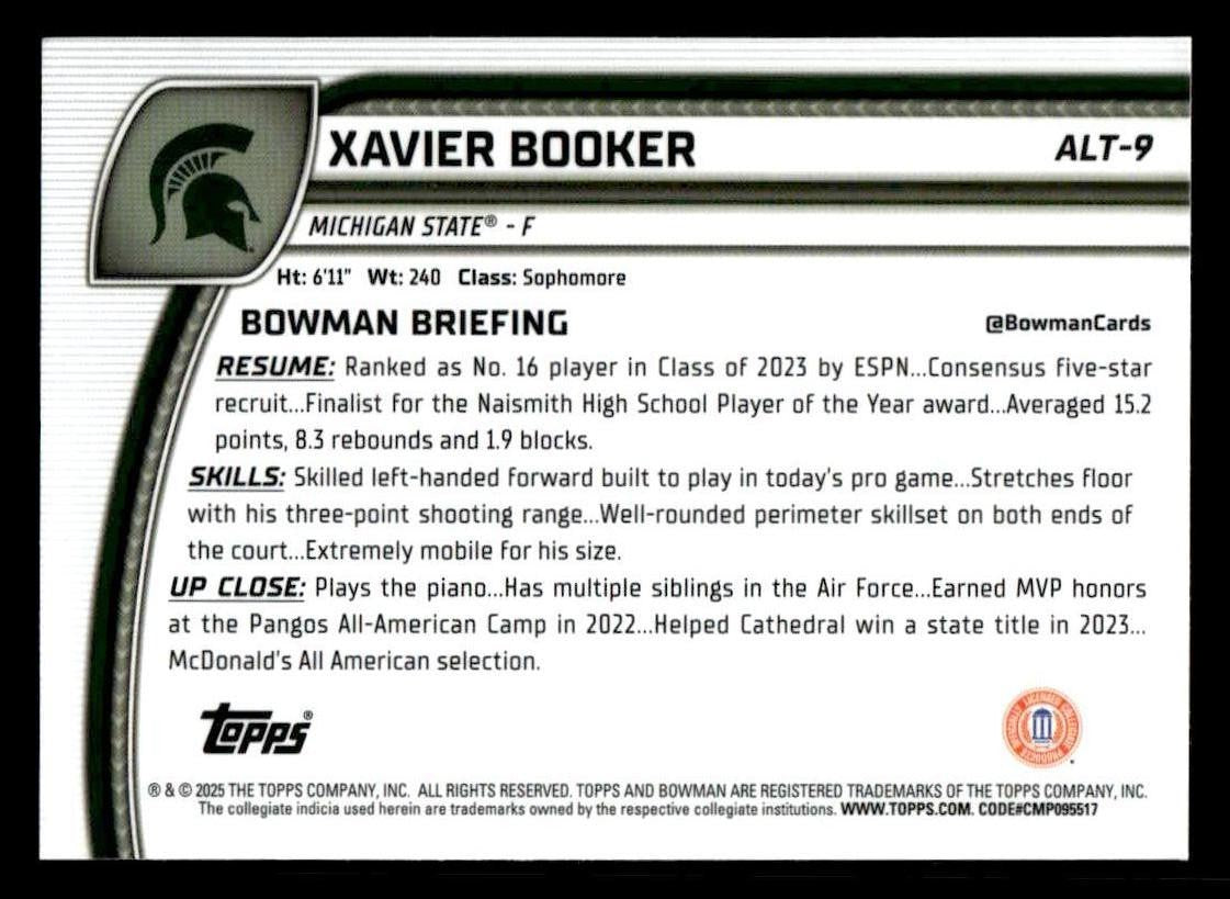 2024-25 Bowman University Chrome #ALT-9 Xavier Booker
