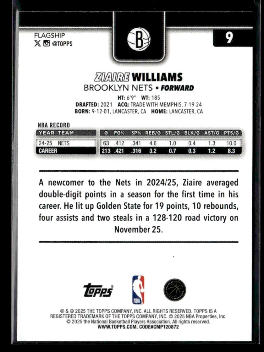 2025-26 Topps #9 Ziaire Williams