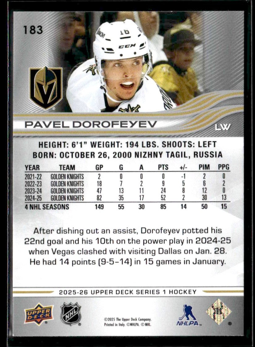 2025-26 Upper Deck #183 Pavel Dorofeyev