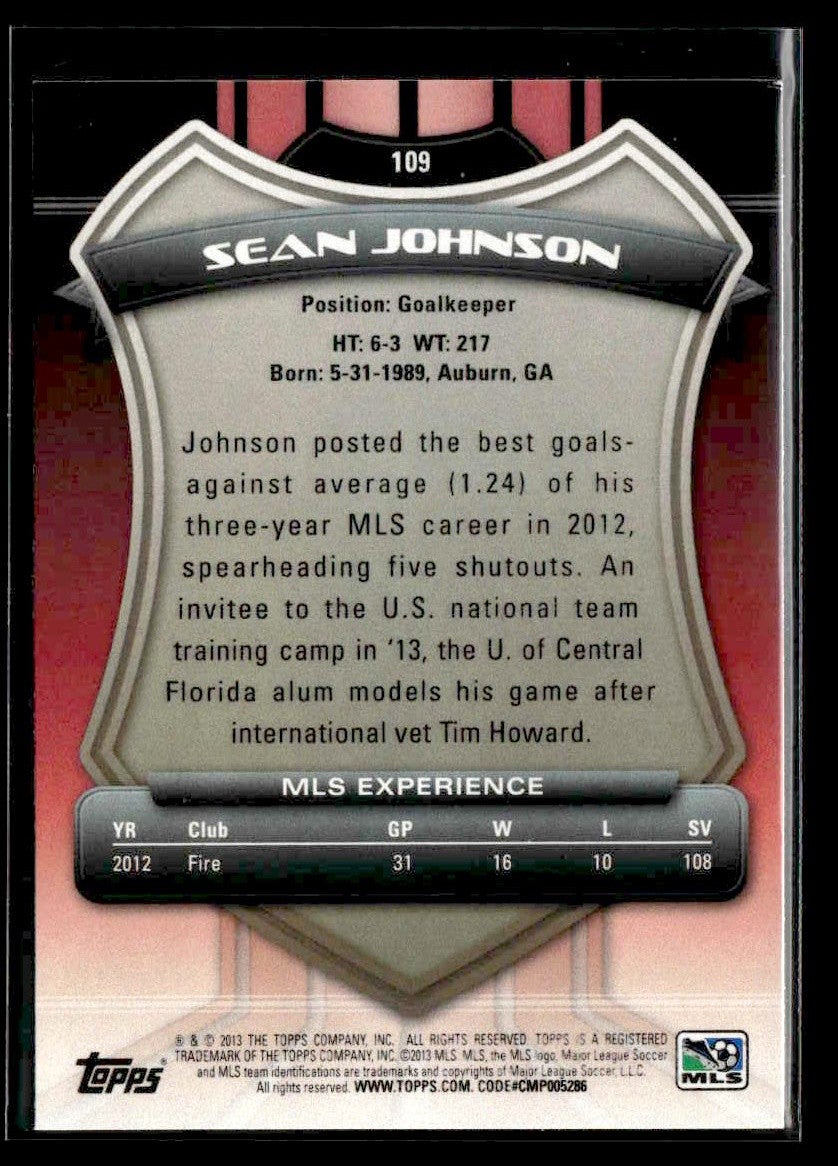2013 Topps MLS #109 Sean Johnson