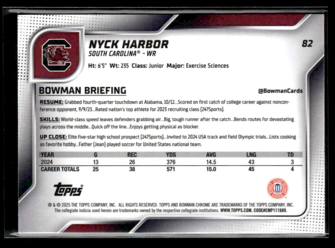 2025 Bowman University Chrome #82 Nyck Harbor