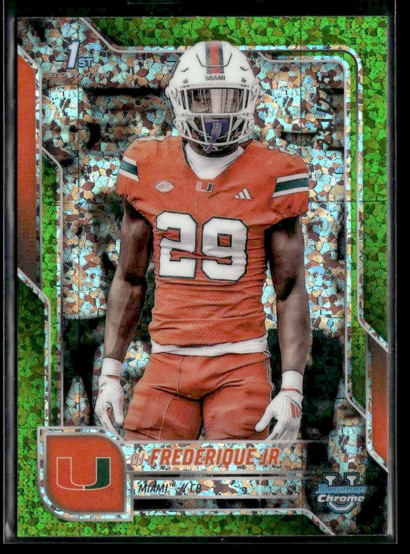 2025 Bowman U Chrome #92 OJ Frederique Jr. Lime Green Mini-Diamond Refr #/275