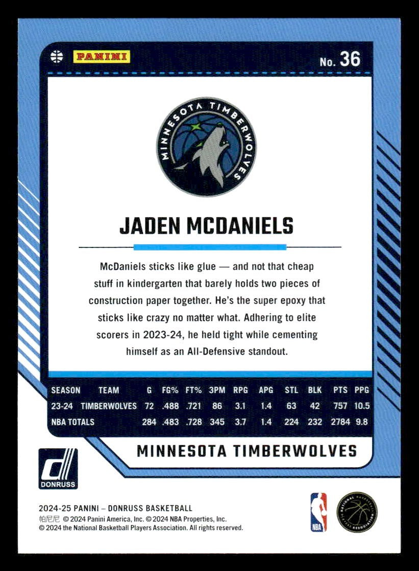 2024-25 Donruss #36 Jaden McDaniels