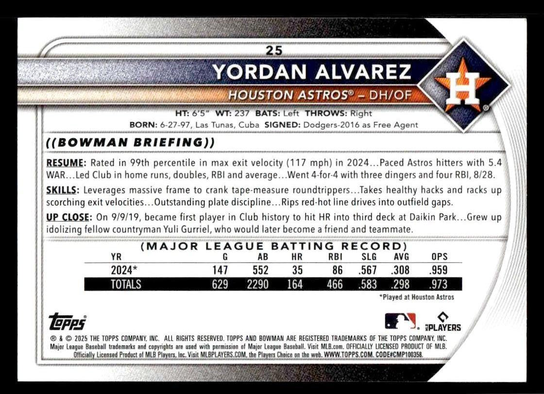 2025 Bowman #25 Yordan Alvarez