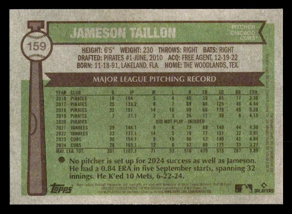 2025 Topps Heritage #159 Jameson Taillon
