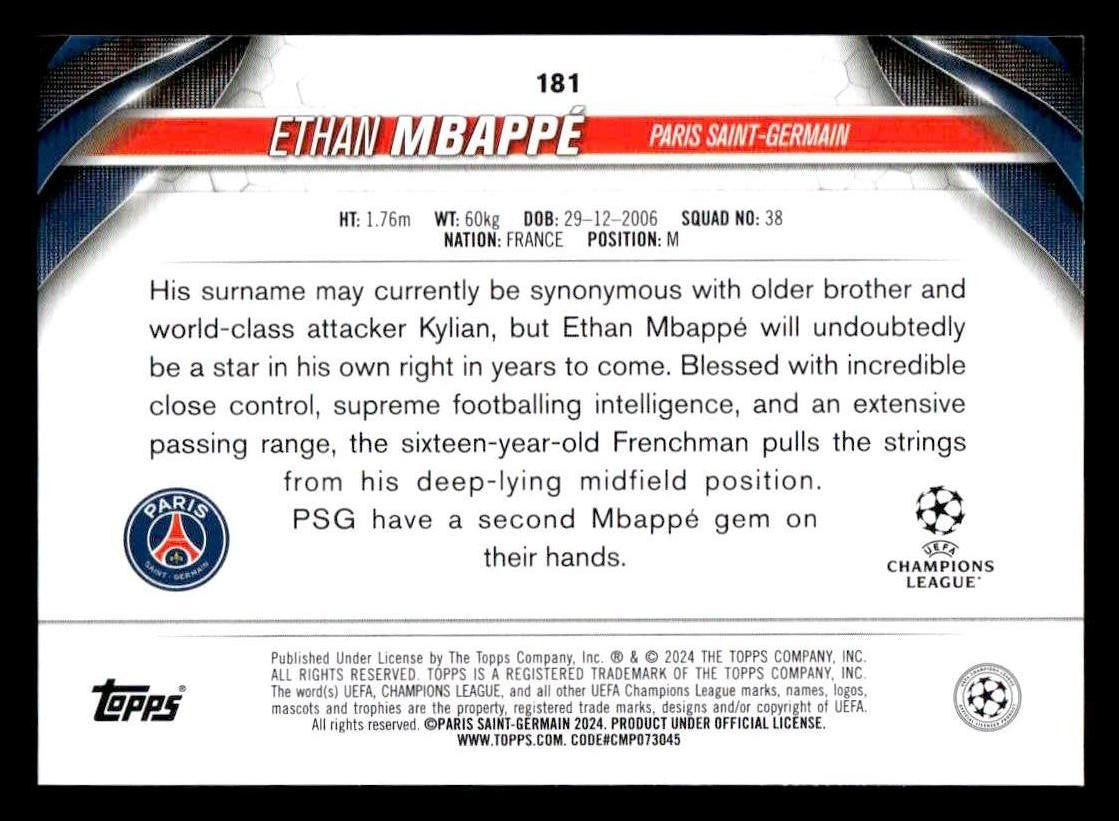 2023-24 Topps Jade Edition UEFA Club Competitions #181 Ethan Mbappé