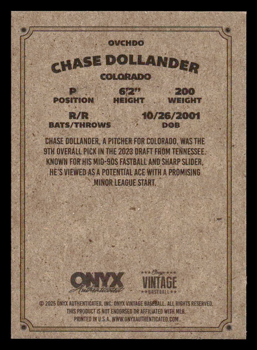 2025 Onyx Vintage #OVCHDO Chase Dollander