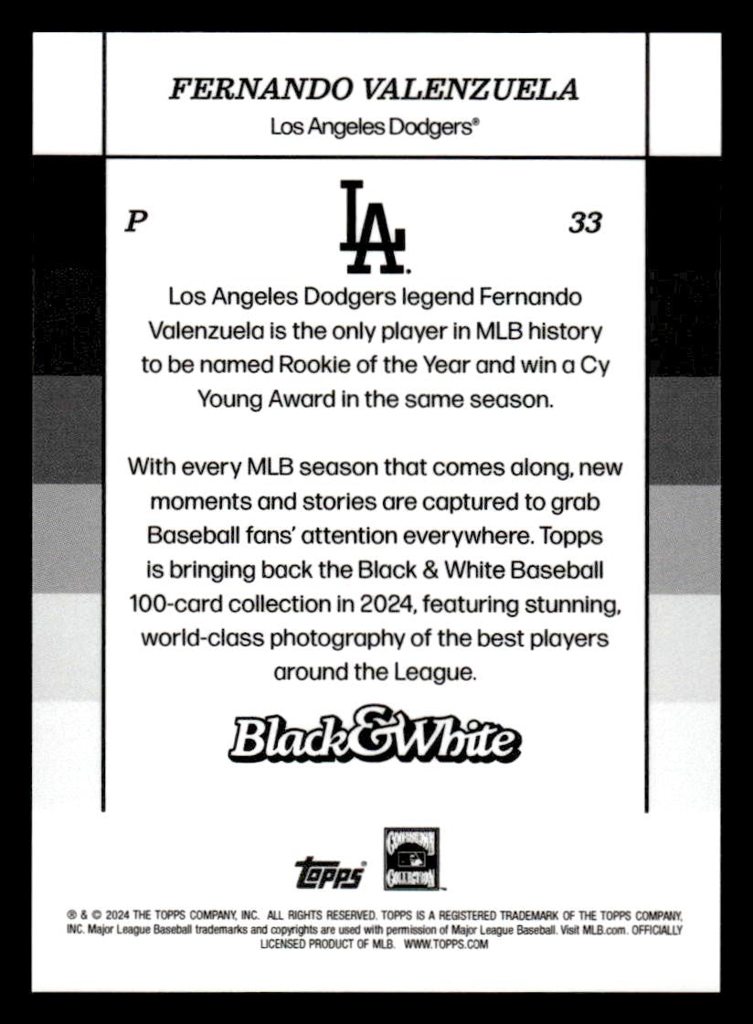 2024 Topps Black & White #33 Fernando Valenzuela