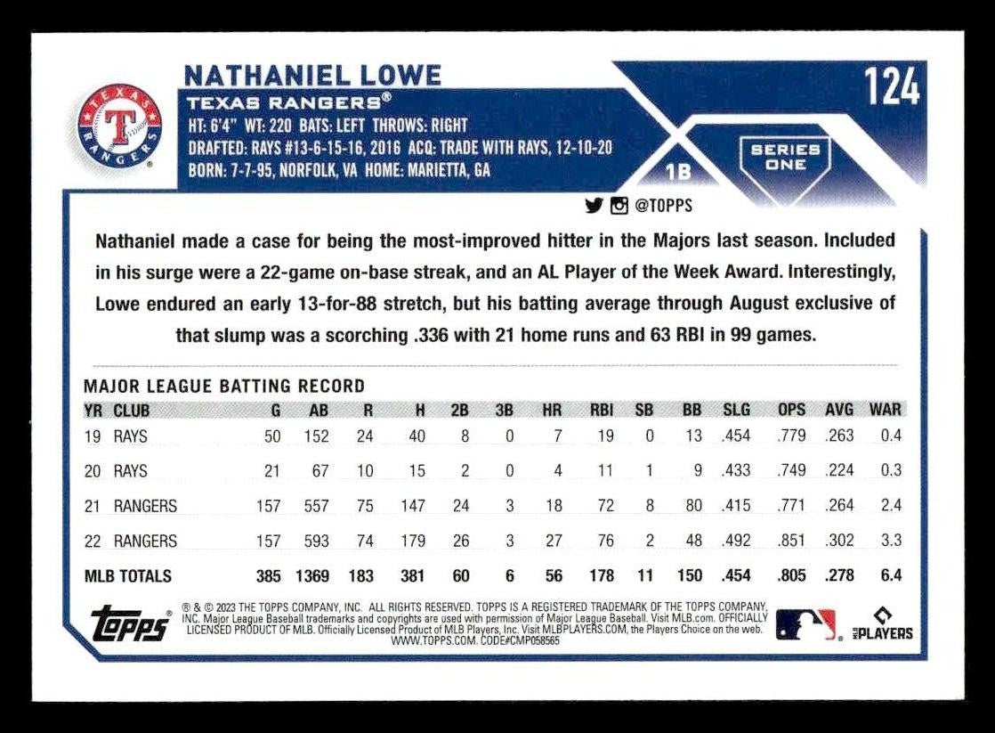 2023 Topps #124 Nathaniel Lowe