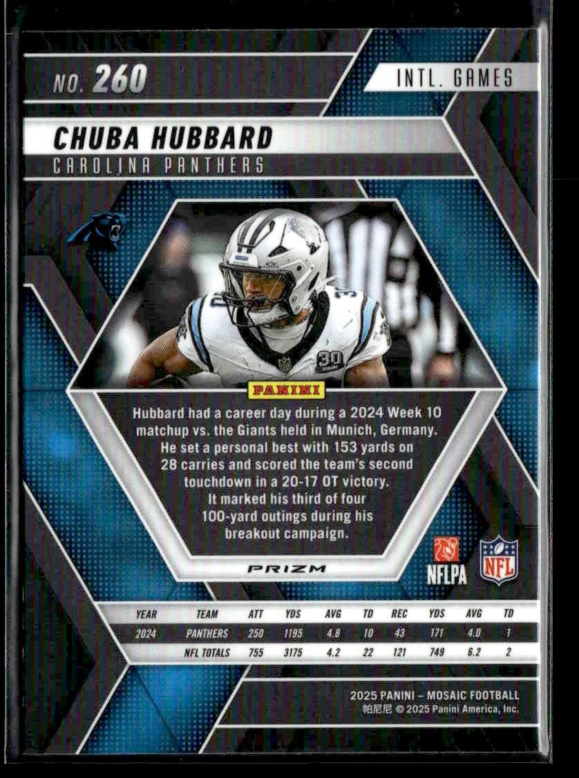 2025 Panini Mosaic #260 Chuba Hubbard Mosaic Red