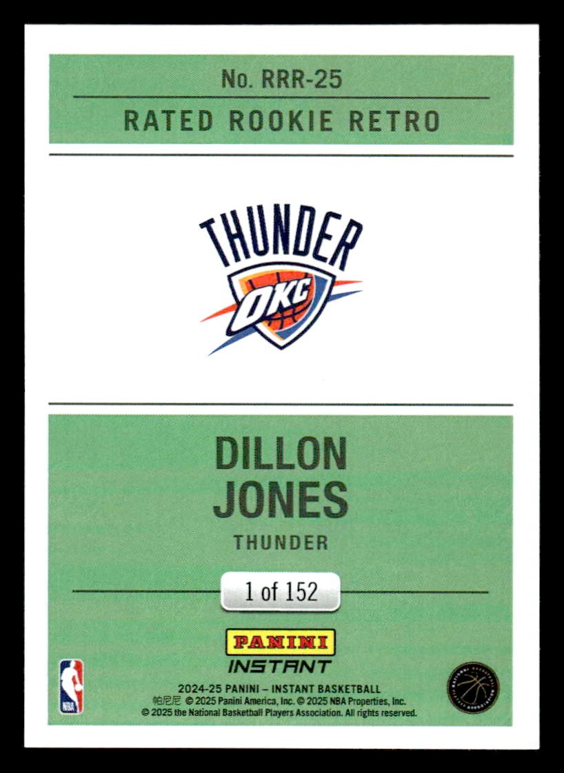 2024-25 Panini Instant #RRR-25 Dillon Jones Rated Rookie Retro #/152