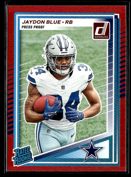 2025 Donruss #308 Jaydon Blue Rated Rookies Press Proof Red