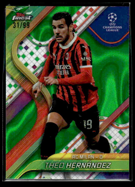2024-25 Topps Finest UEFA Club Comp #143 Theo Hernandez Neon Green Wave - #31/99