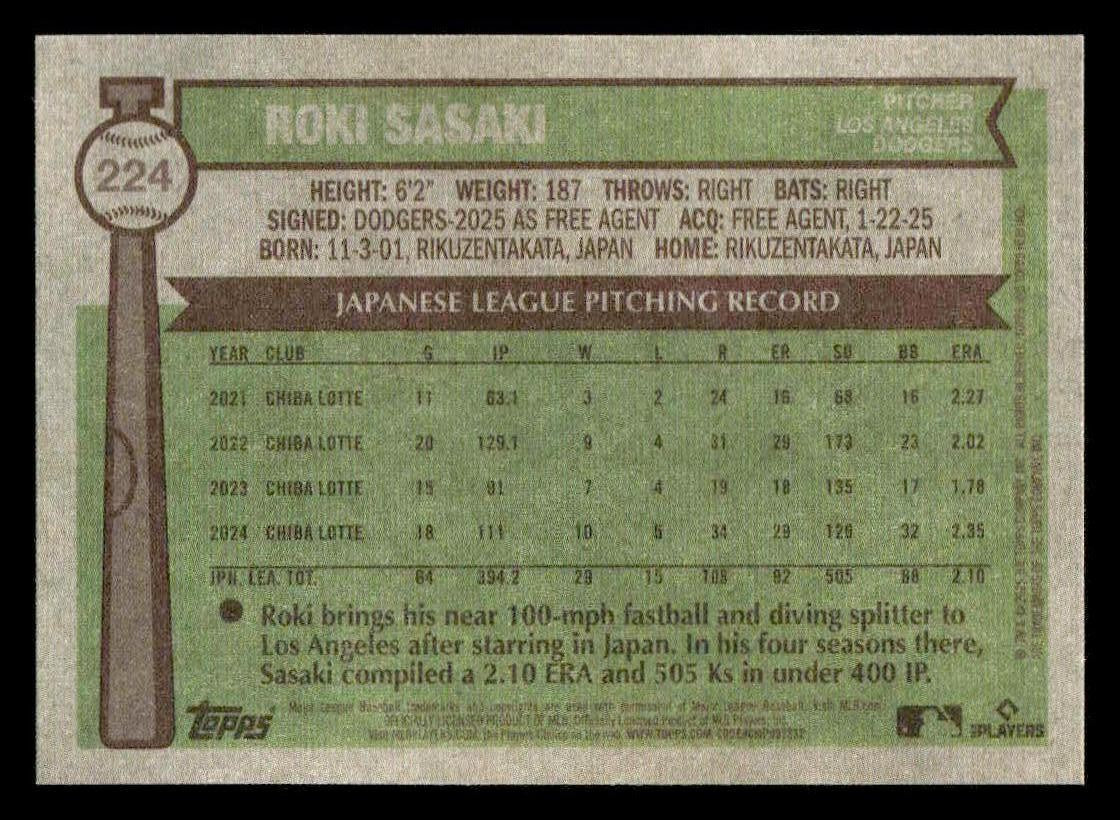 2025 Topps Heritage #224 Roki Sasaki