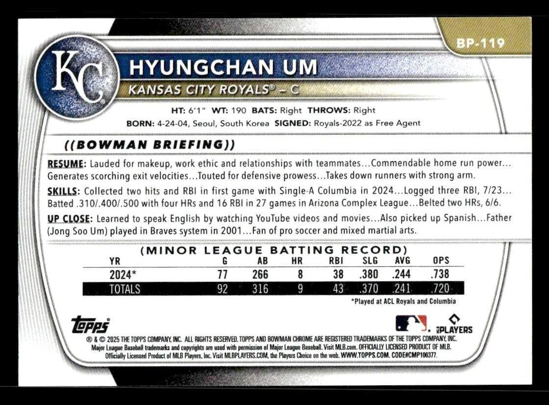 2025 Bowman #BP-119 Hyungchan Um Prospects