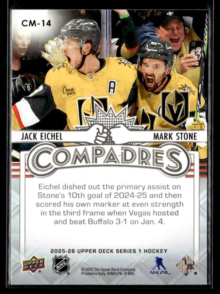 2025-26 Upper Deck #CM-14 Jack Eichel / Mark Stone Compadres